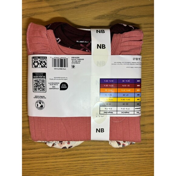 NWT Member's Mark 4-Pack Pink Long Sleeve Organic Cotton Bodysuits - NB - Picture 2 of 2